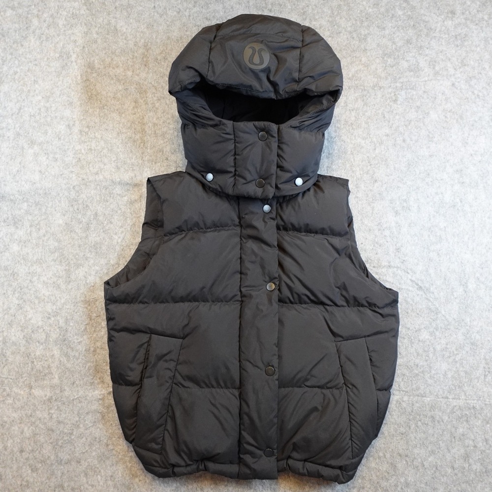 Lululemon Vest Women 2 Black Wunder Puff Cropped Hooded‎ 600 Goose Down Puffer